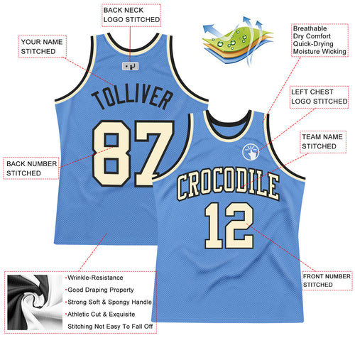 Custom Cream Black-Blue Authentic Throwback Basketball Jersey in 2023