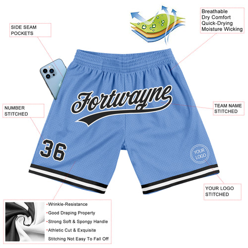 Custom Light Blue Pink-Black Authentic Throwback Split Fashion Basketball  Shorts Fast Shipping – FiitgCustom