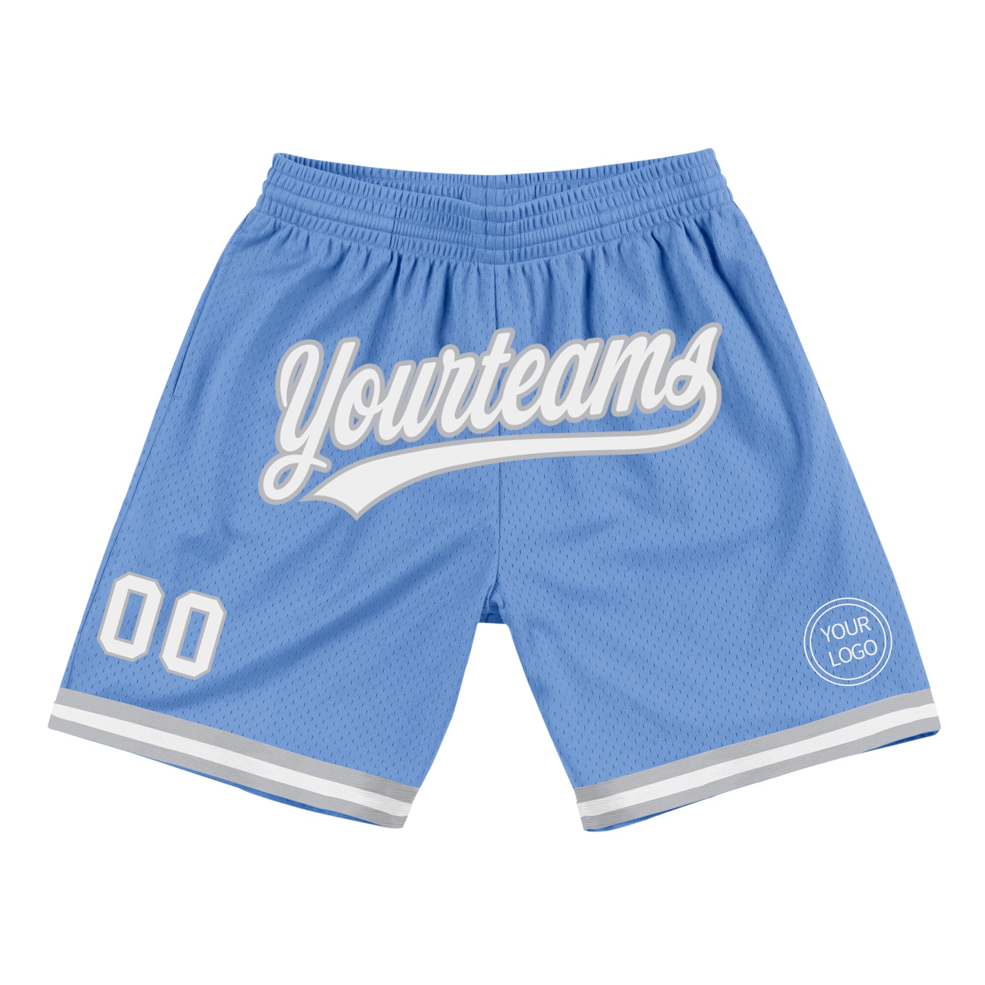 Custom Light Blue White-Red Authentic Throwback Basketball Shorts Discount