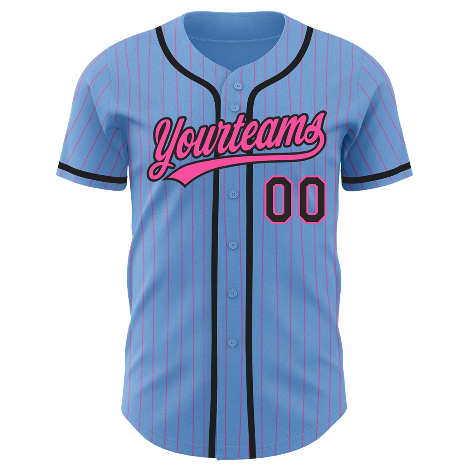 Custom Black White Pinstripe Pink-Light Blue Authentic Baseball Jersey  Discount