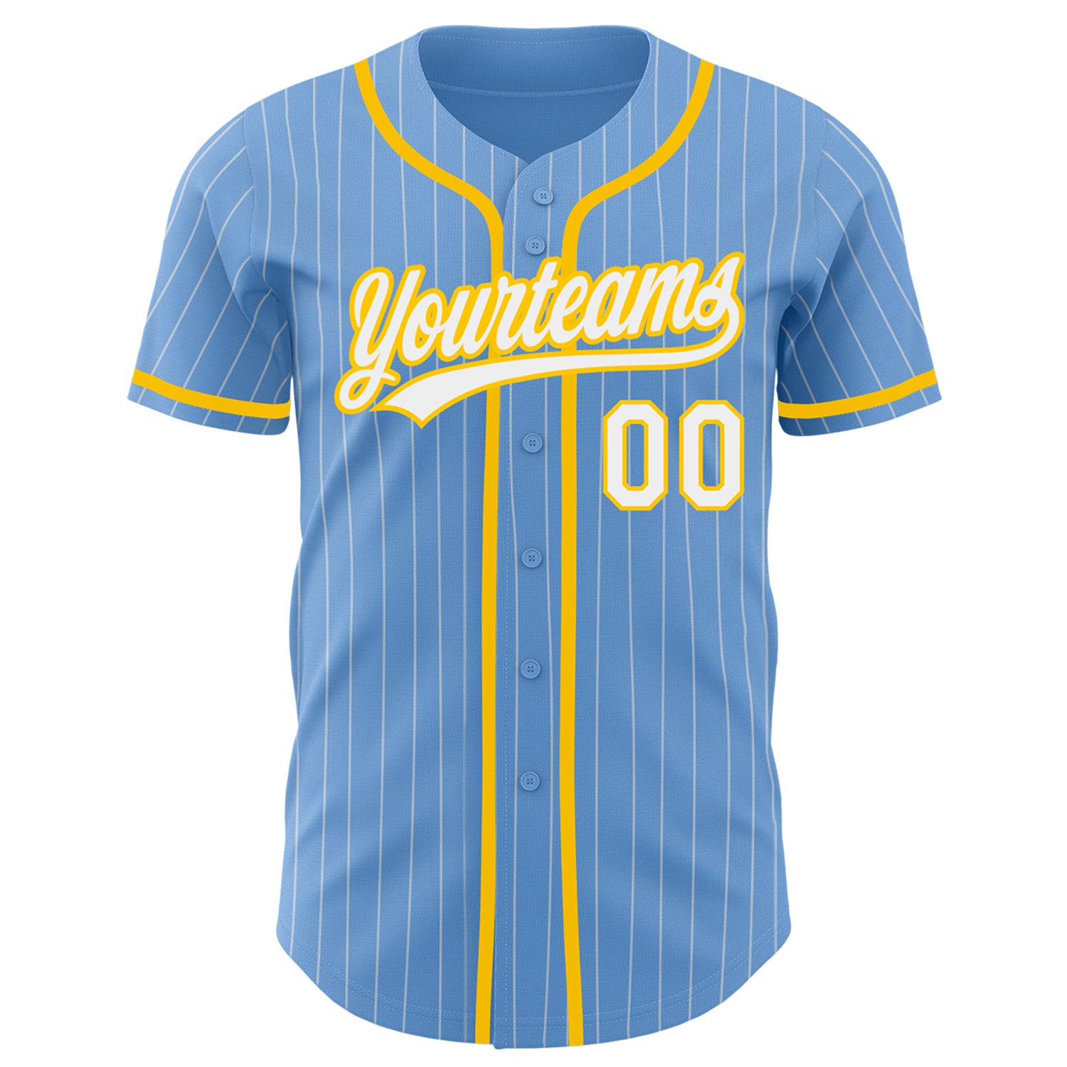 Cheap Custom White Light Blue Pinstripe Light Blue-Yellow