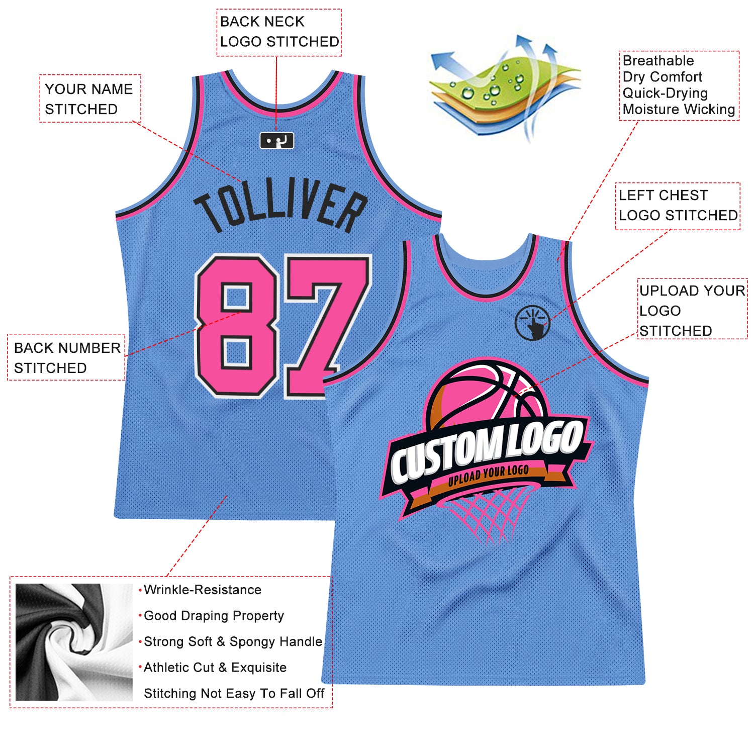 Custom Pink Light Blue-Black Authentic City Edition Basketball Jersey Sale  – UKSN INC