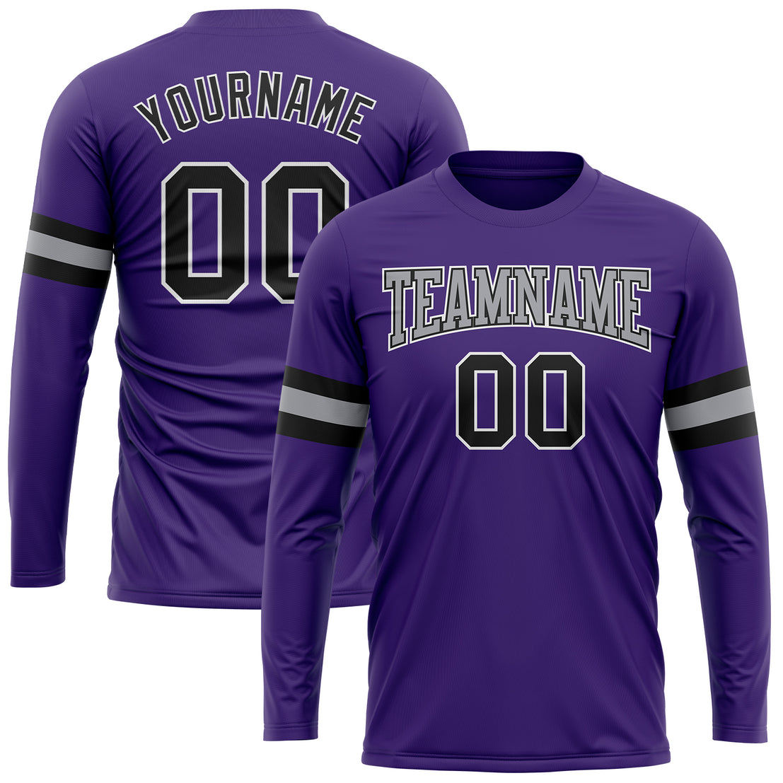 Custom Gray Black-Purple Sublimation Long Sleeve Fade Fashion