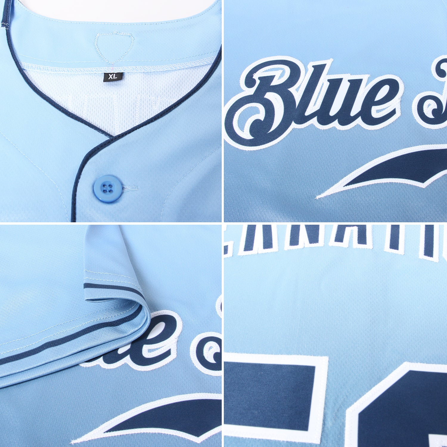 Custom Navy Light Blue White Fade Baseball Jersey - Inktee Store