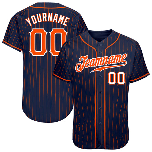 Custom Orange Navy-White Authentic Baseball Jersey Youth Size:S