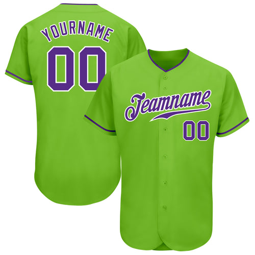 Custom Baseball Jersey Purple Black-Neon Green Authentic Men's Size:L
