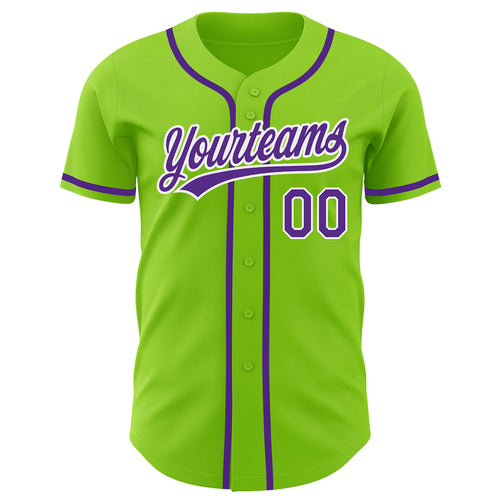 Cheap Custom White Purple-Neon Green Authentic Baseball Jersey Free  Shipping – CustomJerseysPro