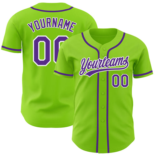 Cheap Custom White Purple-Neon Green Authentic Baseball Jersey Free  Shipping – CustomJerseysPro