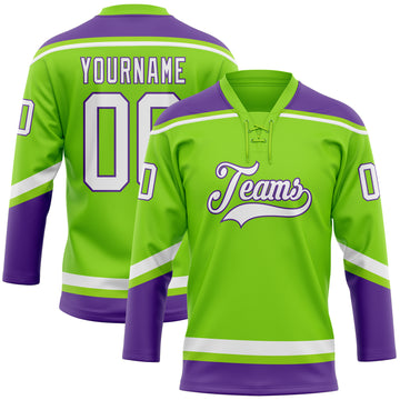 Green Gold Purple Sublimated Hockey Jerseys Custom Design