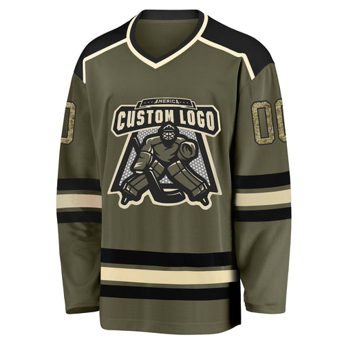 Cheap Custom Olive Camo Black-Cream Salute To Service Hockey Jersey Free  Shipping – CustomJerseysPro