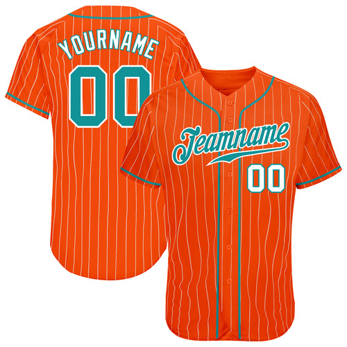  Aqua and White Pinstripe Custom Baseball Jersey