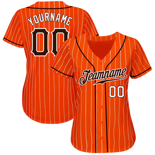 Custom Gray White Pinstripe Orange Authentic Baseball Jersey