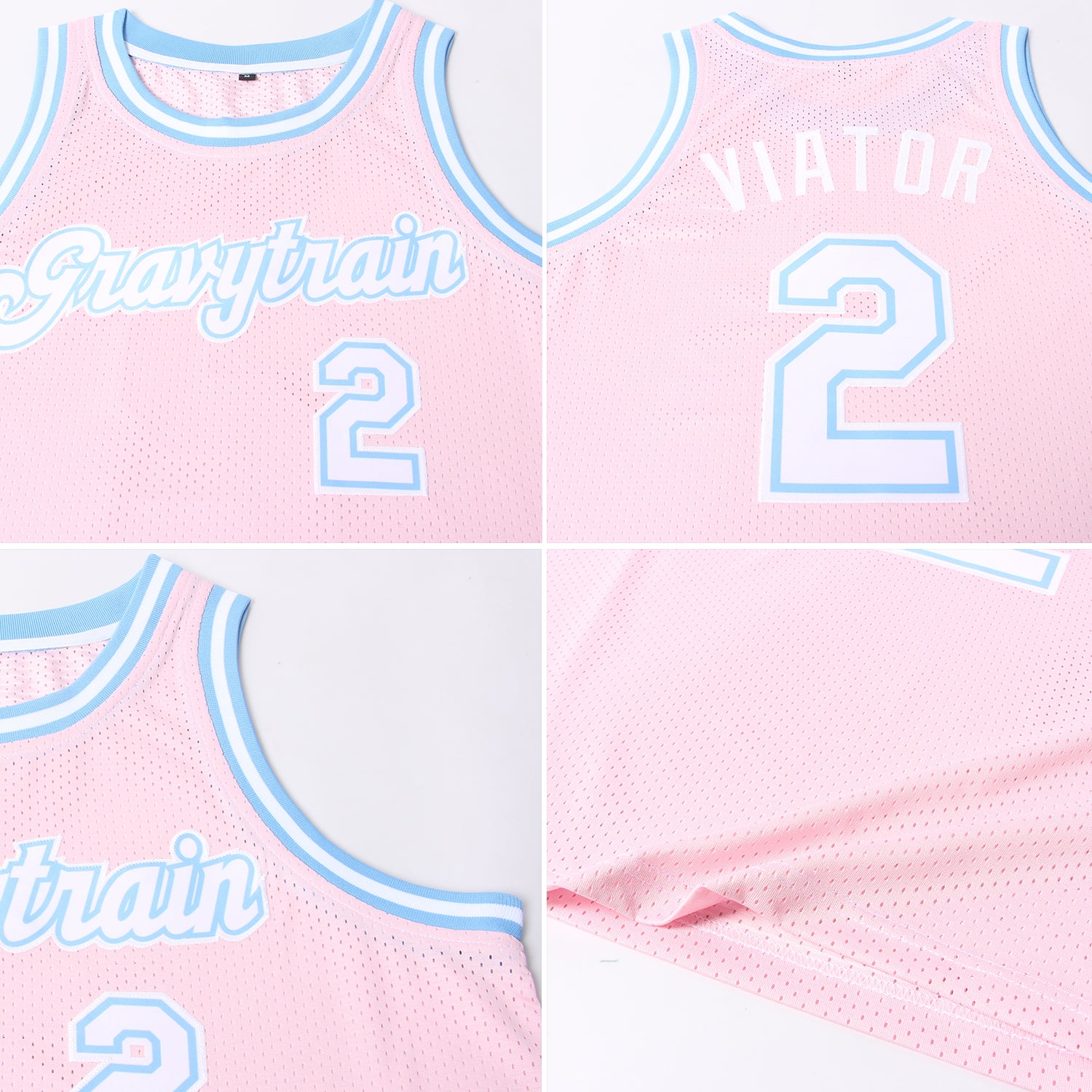 Custom Light Pink Black-White Authentic Throwback Basketball