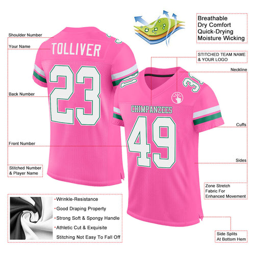 Custom Black Kelly Green-Pink Mesh Authentic Football Jersey Discount