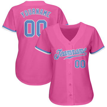 Cheap Custom Light Blue Pink-White Authentic Baseball Jersey Free Shipping  – CustomJerseysPro