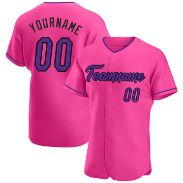 Custom Pink Purple-Black Authentic Baseball Jersey