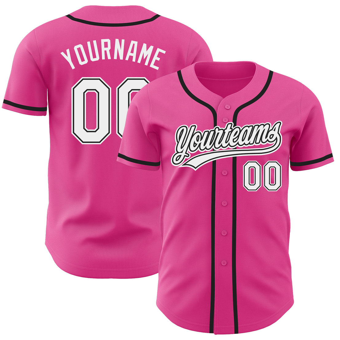 Custom Pink White-Black Authentic Baseball Jersey Discount