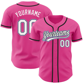 Cheap Custom Pink Black-Light Blue Authentic Baseball Jersey Free Shipping  – CustomJerseysPro