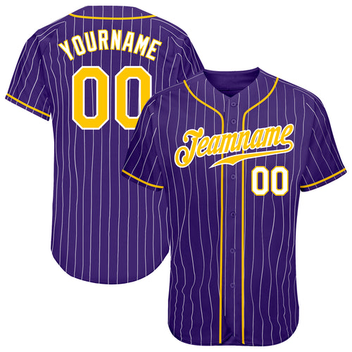 Cheap Custom Purple White Pinstripe Gold-White Authentic Baseball Jersey  Free Shipping – CustomJerseysPro