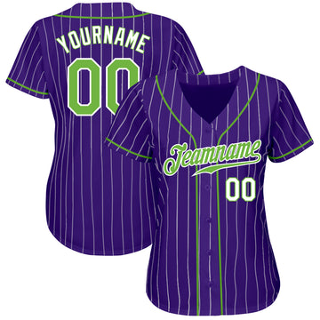 Custom Gray Purple Pinstripe Purple-Black Authentic Baseball Jersey