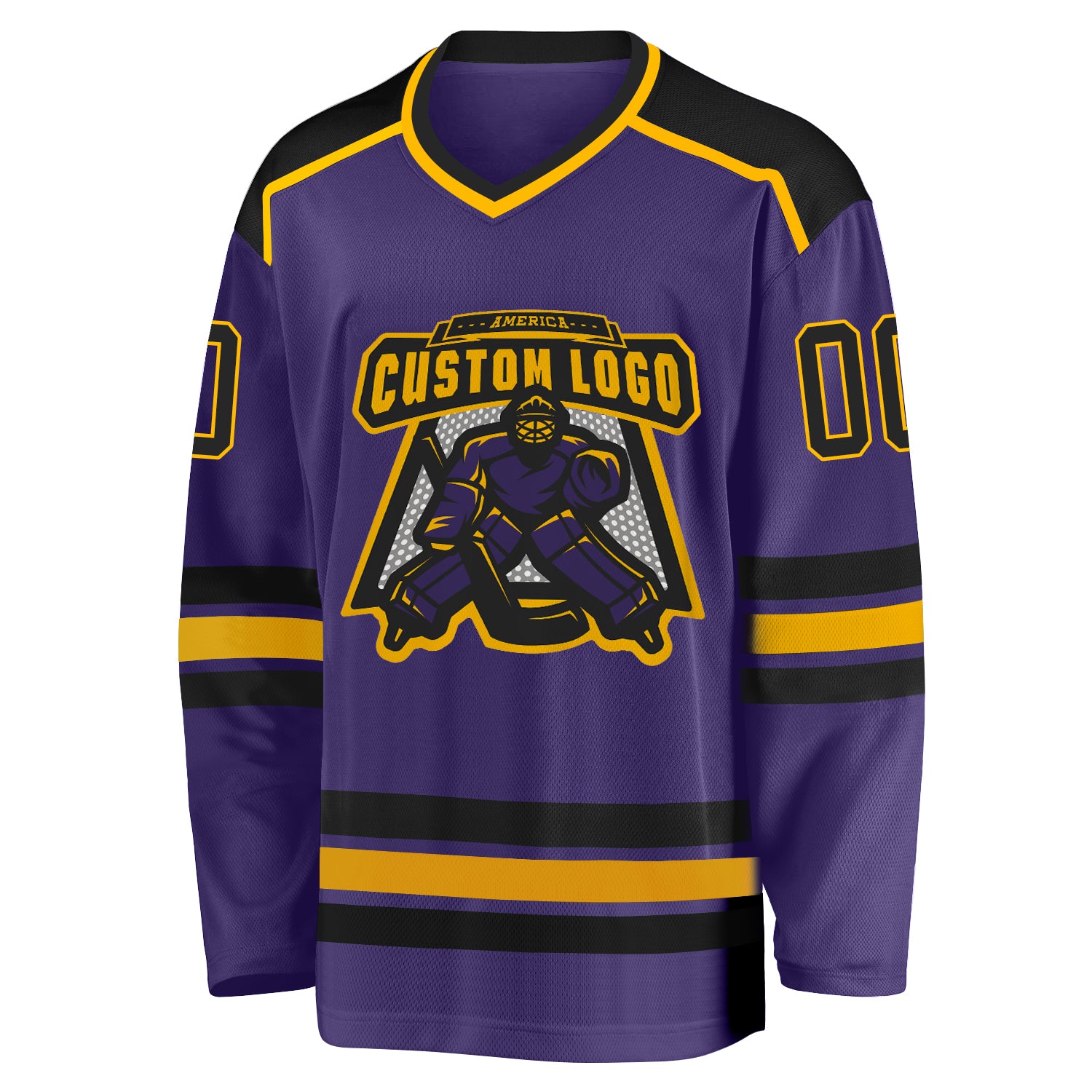 Custom Purple Black-Gold Hockey Jersey Discount