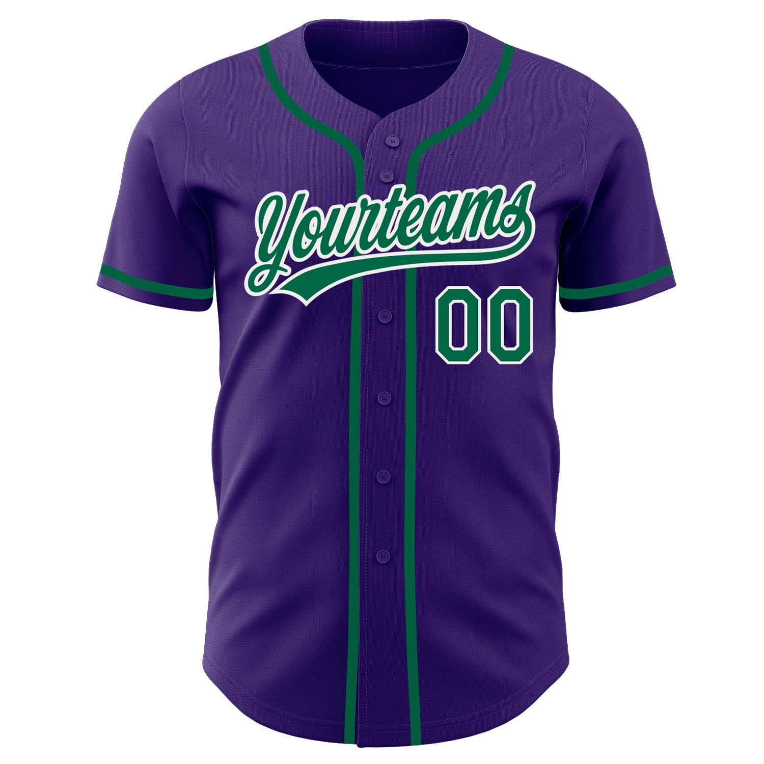 Cheap Custom White Kelly Green-Purple Authentic Baseball Jersey