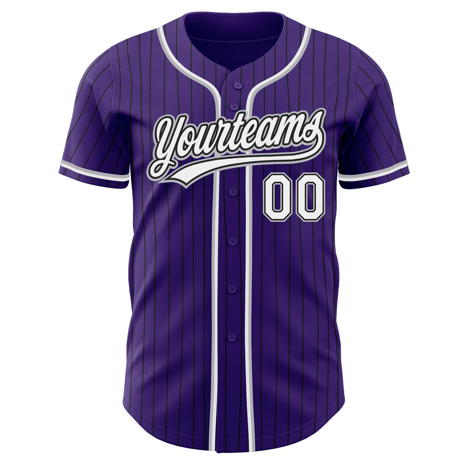 Custom White Purple Pinstripe Purple-Gray Authentic Baseball Jersey