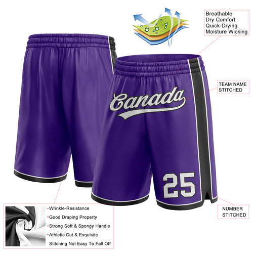 Cheap Custom Purple White-Black Authentic Throwback Basketball