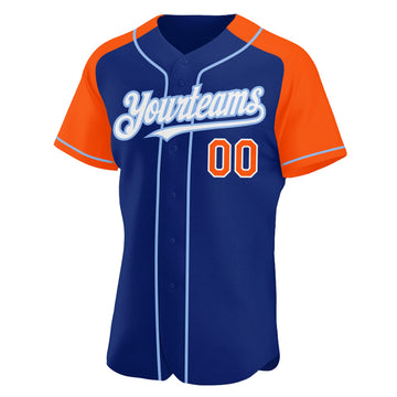 Custom Royal Orange-Light Blue Authentic Raglan Sleeves Baseball Jersey