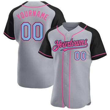 Custom Light Blue Black-Red Authentic Baseball Jersey Discount