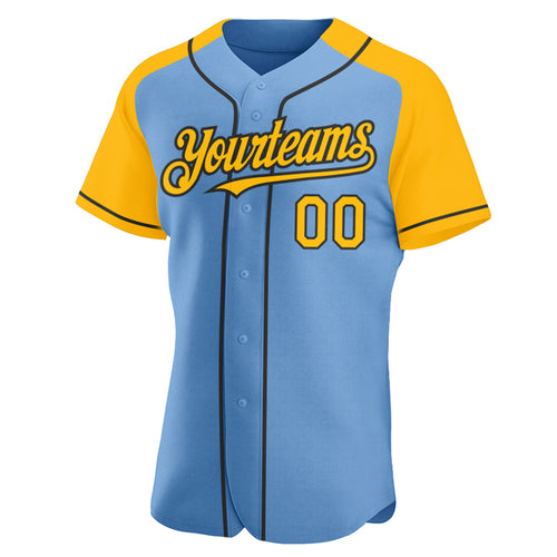 Custom Gray Black-Gold Authentic Raglan Sleeves Baseball Jersey