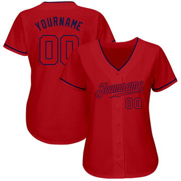 Custom Red Red-Navy Authentic Baseball Jersey