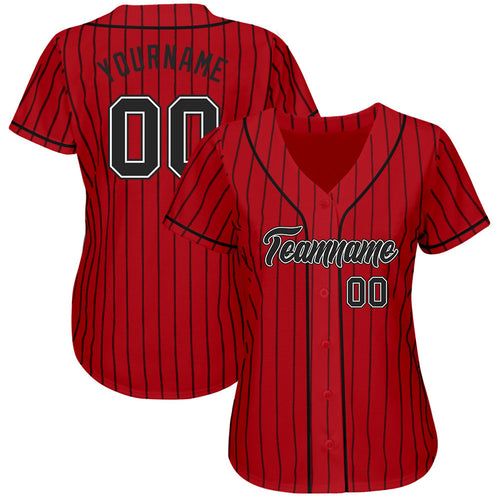 Custom Own White Black Strip Red Black Authentic Baseball Stitched