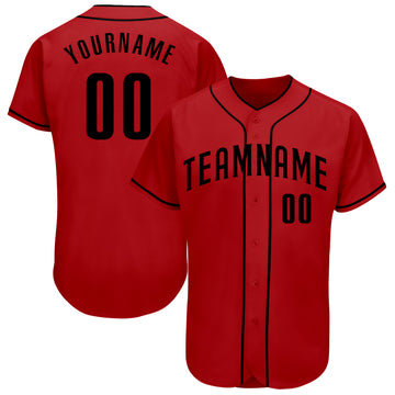 Custom Red Black Authentic Baseball Jersey