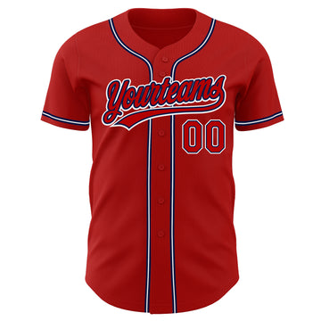 Custom Red Red-Navy Authentic Baseball Jersey