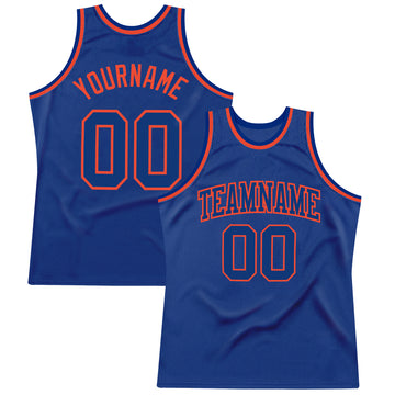 Custom Royal Royal-Orange Authentic Throwback Basketball Jersey