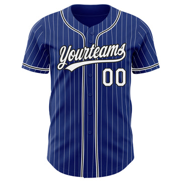 Rep Cambodia — White / Royal Blue Pinstripe Baseball Jersey