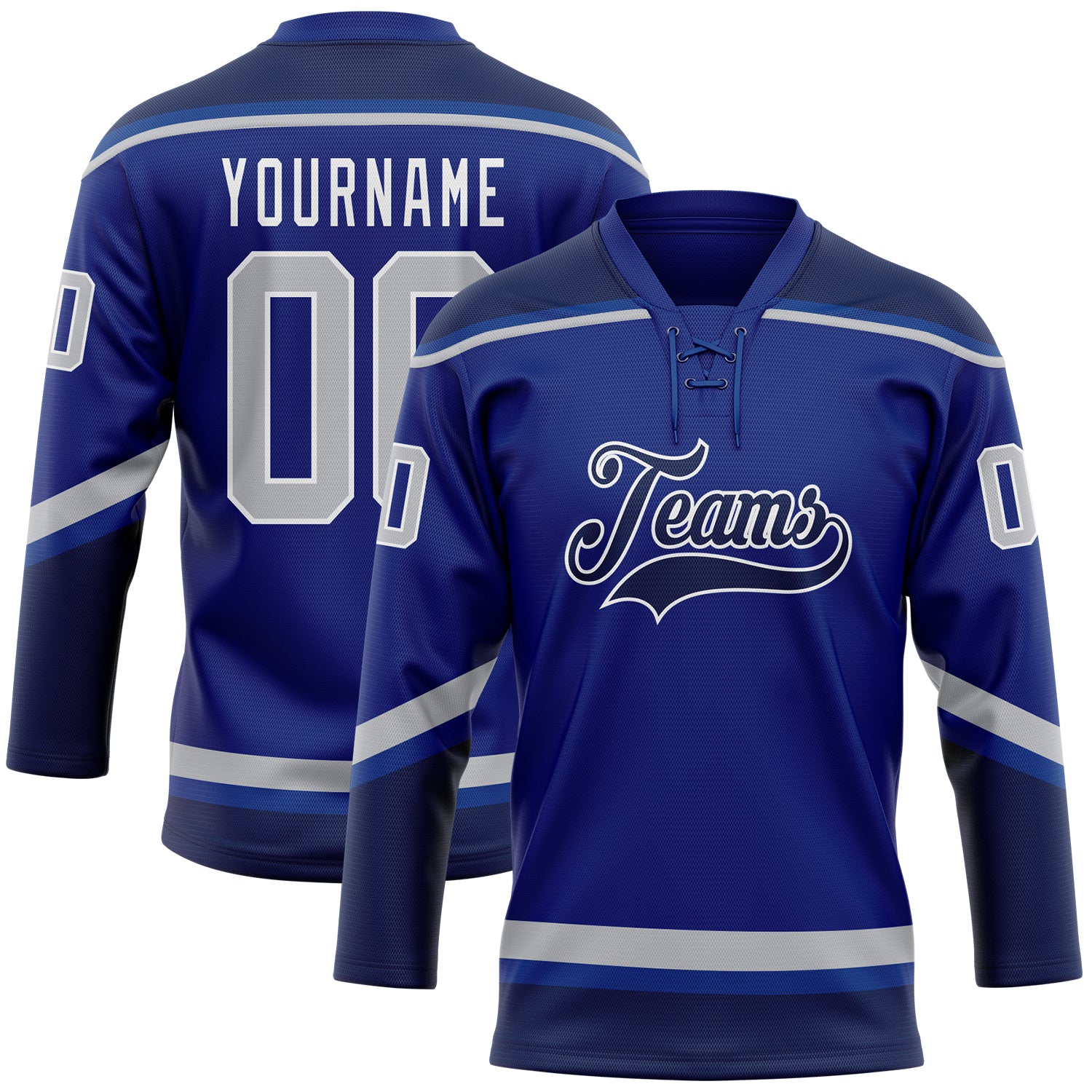 Custom Navy White-Red Hockey Lace Neck Jersey Discount