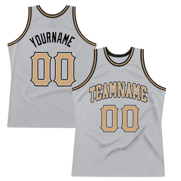 Custom Gray Old Gold-Black Authentic Throwback Basketball Jersey