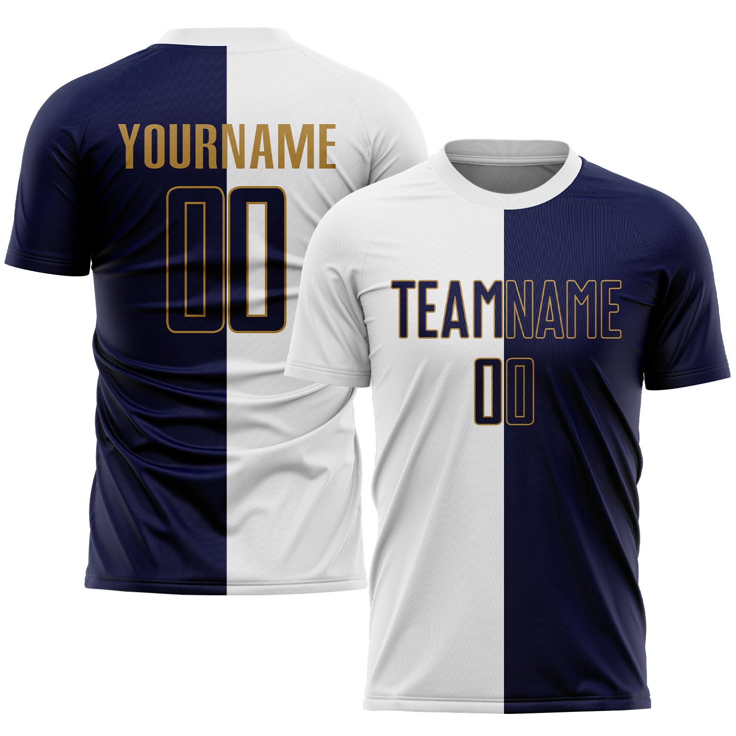 Custom Royal Light Blue-Gold Sublimation Split Fashion Soccer