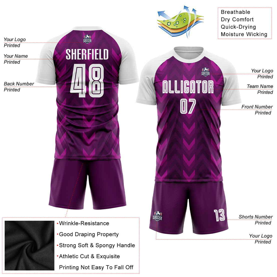 Cheap Custom Teal Purple-White Sublimation Soccer Uniform Jersey Free  Shipping – CustomJerseysPro