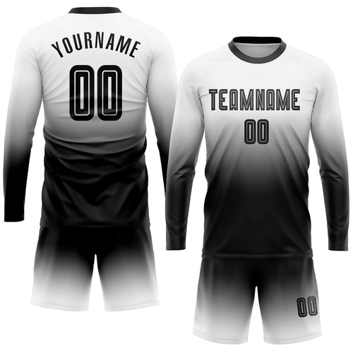 Cheap Custom Light Blue White-Black Sublimation Long Sleeve Fade Fashion  Soccer Uniform Jersey Free Shipping – CustomJerseysPro