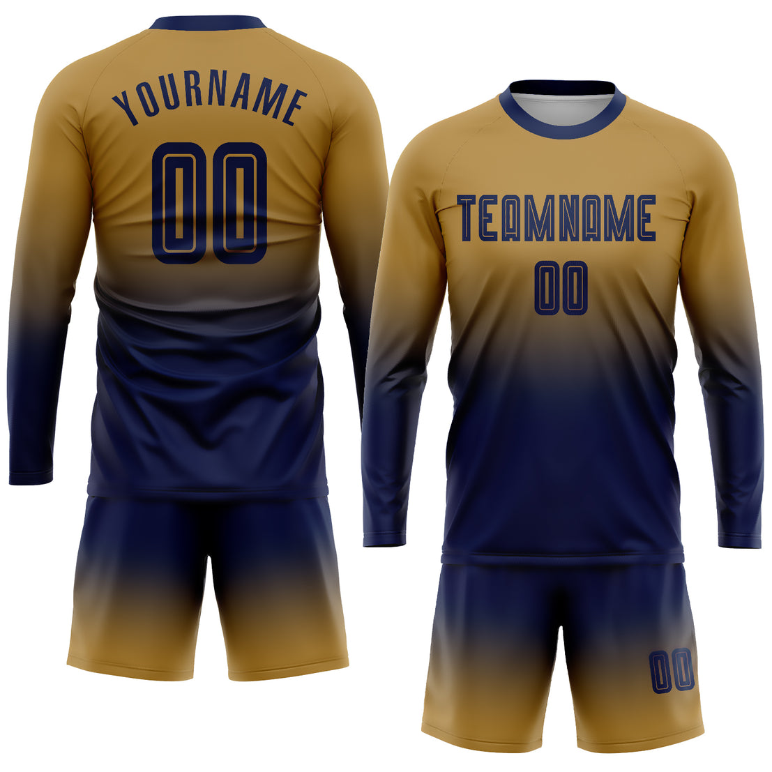 Custom Orange White-Navy Sublimation Fade Fashion Soccer Uniform