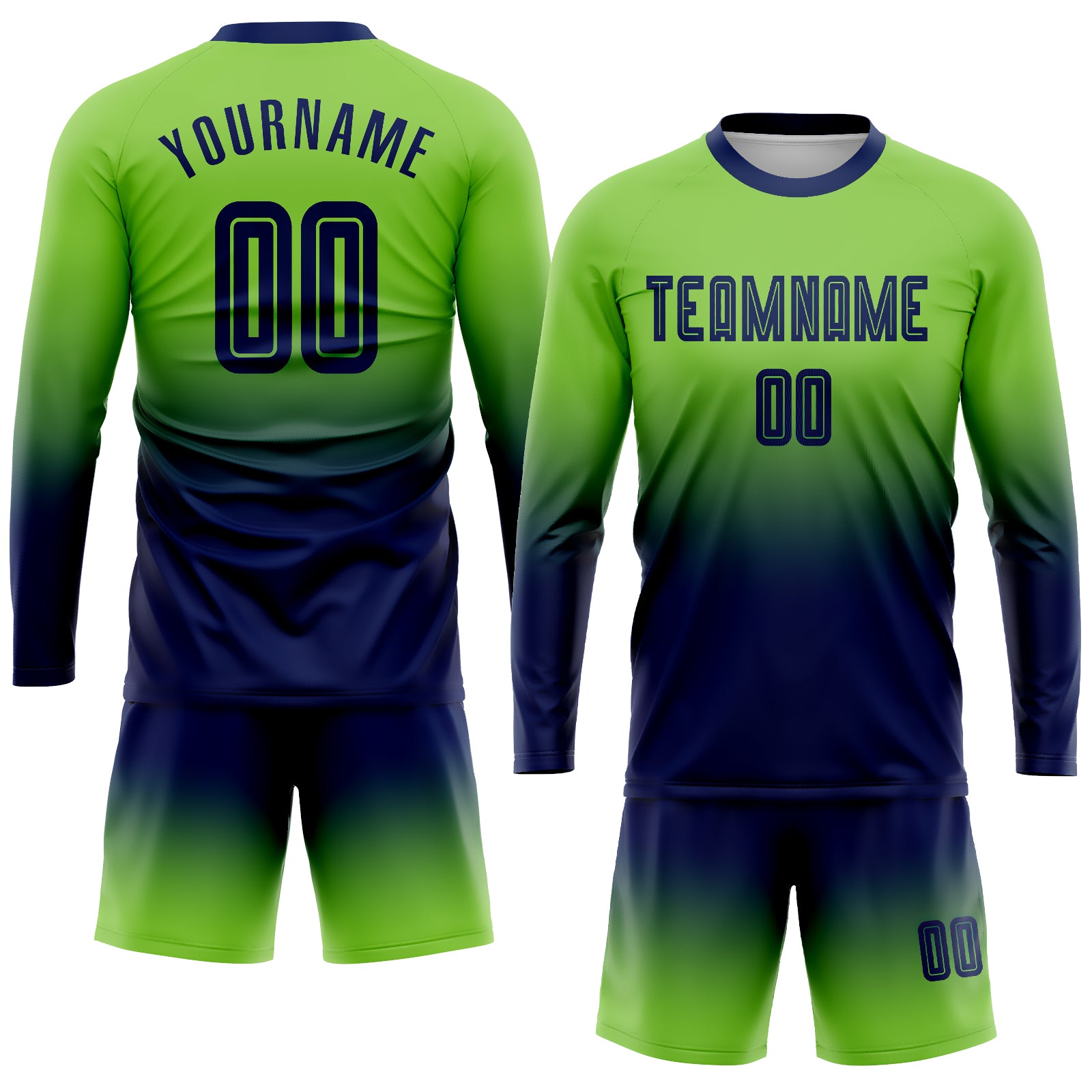Custom Neon Green Purple-White Sublimation Soccer Uniform Jersey