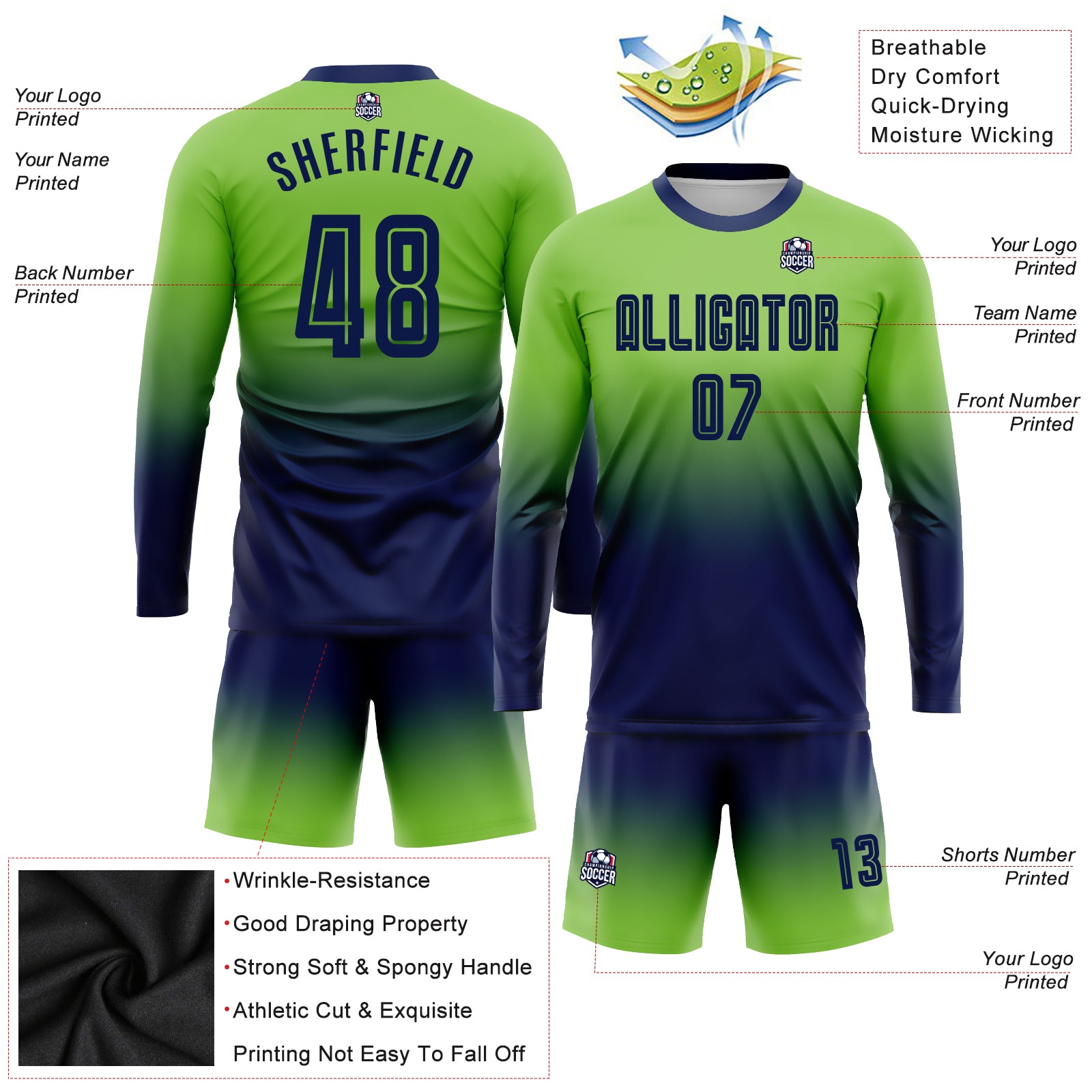 Neon Green Soccer Jersey Custom