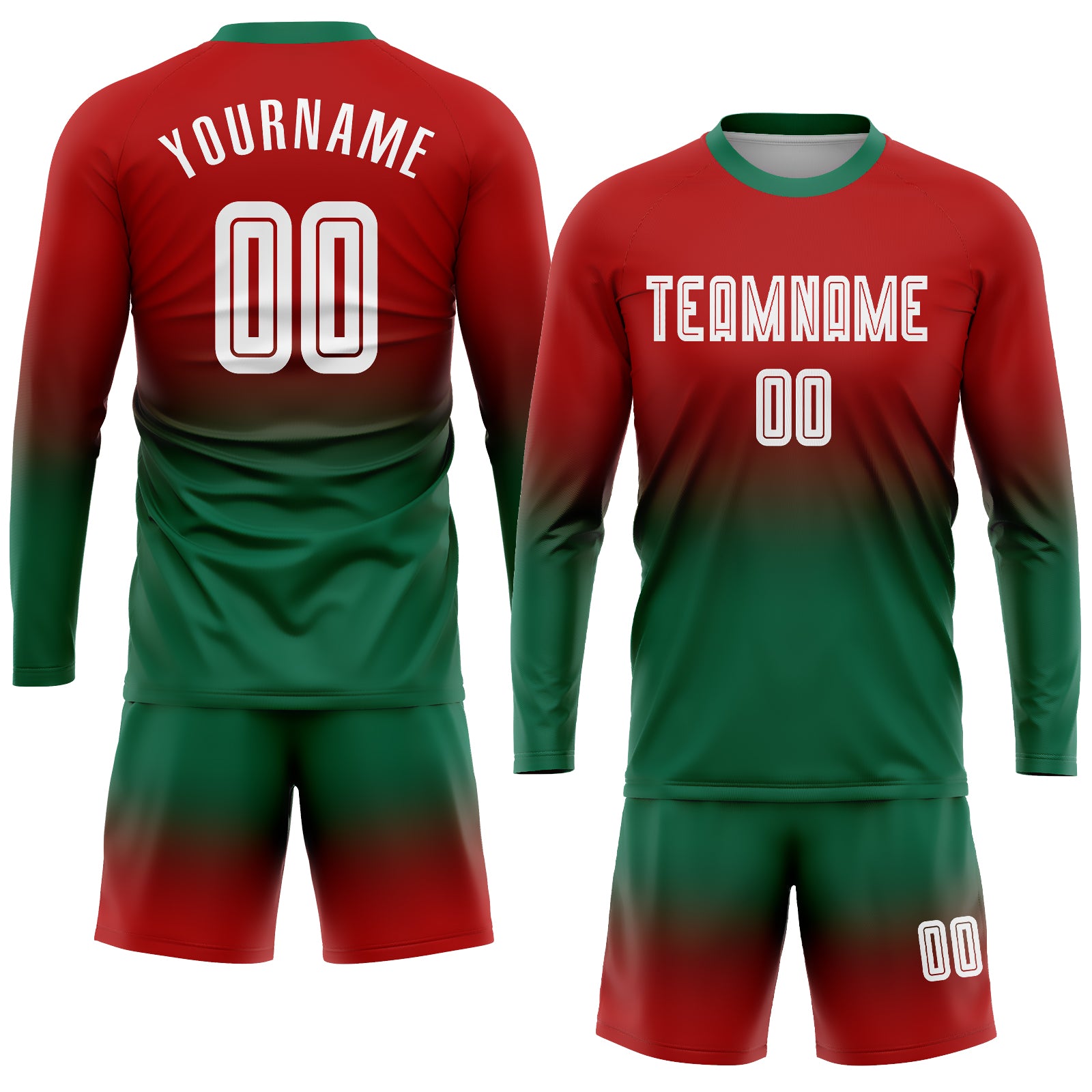 Men Green And Red Soccer Kit Football Jersey