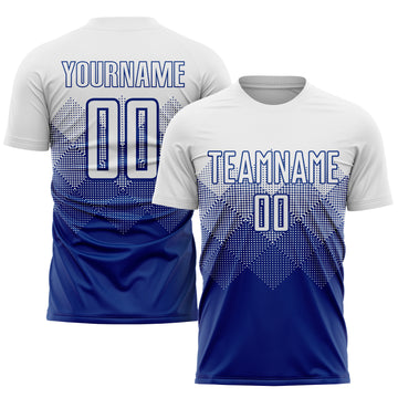 Custom Royal White Sublimation Soccer Uniform Jersey