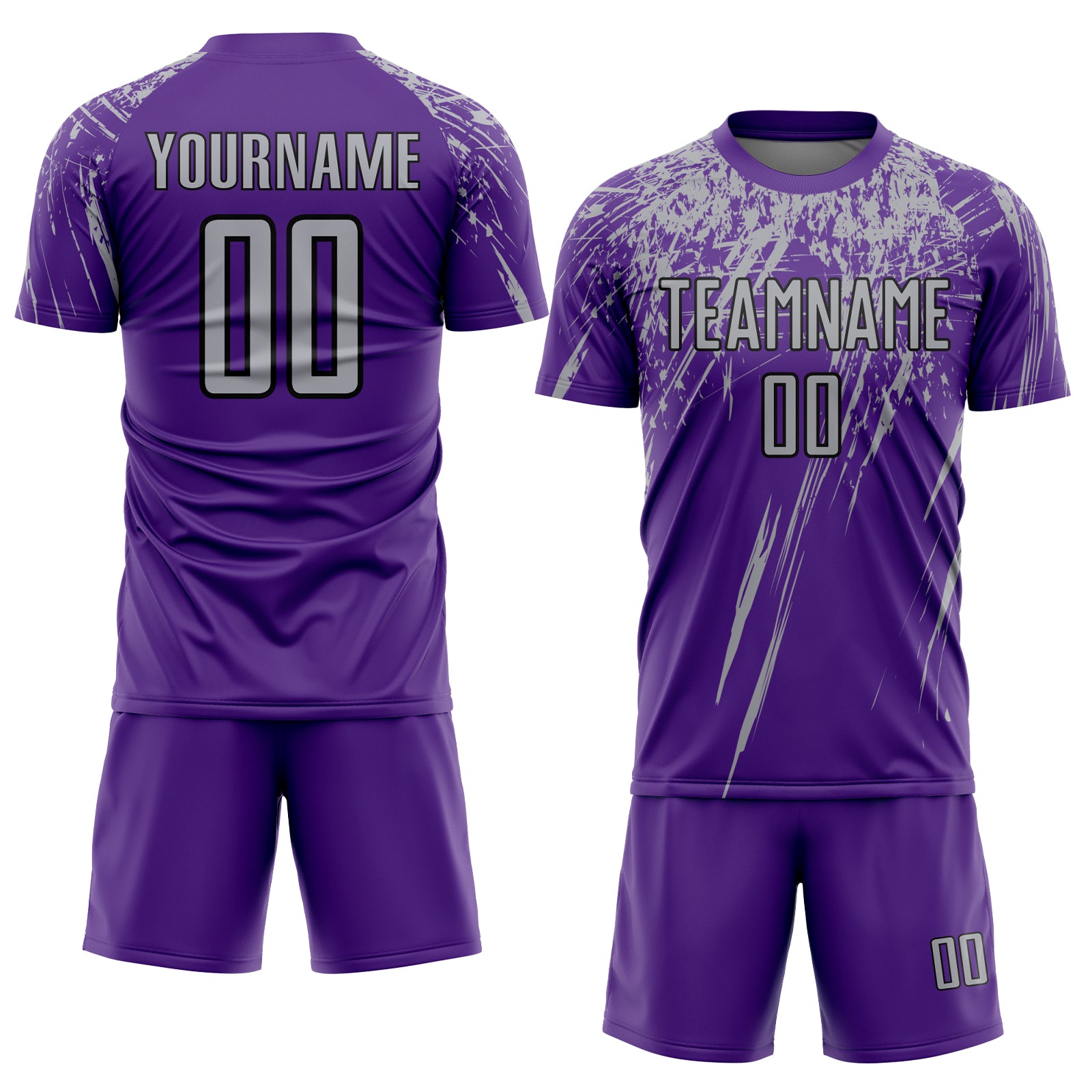 Custom Old Gold Black-Purple Sublimation Long Sleeve Fade Fashion Soccer  Uniform Jersey