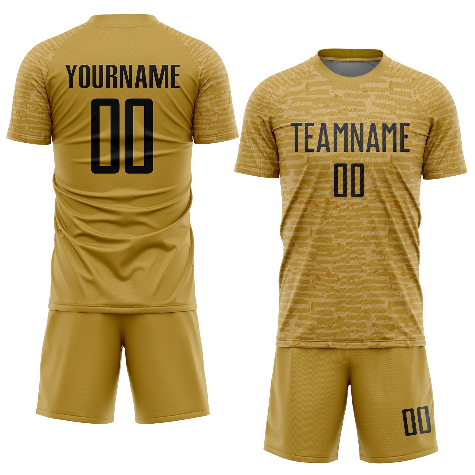 Custom Black Black-Gold Sublimation Soccer Uniform Jersey