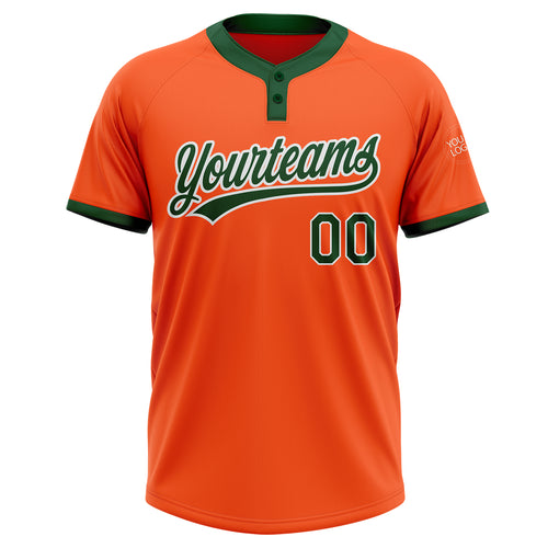 Cheap Custom Gold Kelly Green-White Two-Button Softball Jersey